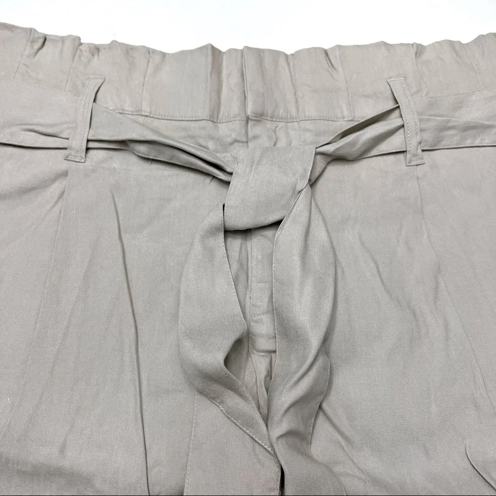 INC. Paper Bag Waist Linen Blend Shorts Core Fashion Size Large